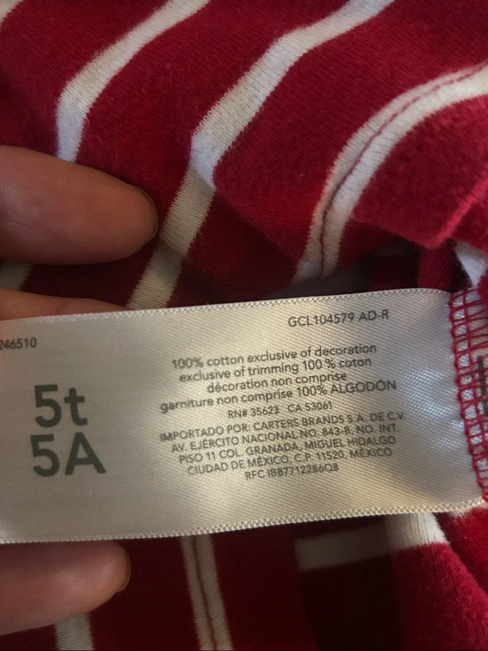 Carter's Red and White Striped Santa Pajama Set
